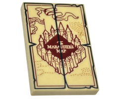 Tile 2 x 3 with 'The MARAUDER'S MAP' and Black Outline Pattern