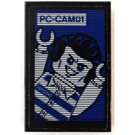 Tile 2 x 3 with Screen with 'PC-CAM01' and Jail Prisoner Minifigure Pattern (Sticker) - Set 60210