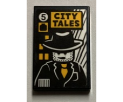 Tile 2 x 3 with 'CITY TALES' Comic Book with Detective Minifigure Pattern (Sticker) - Set 60380