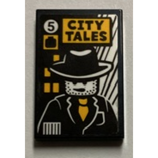 Tile 2 x 3 with 'CITY TALES' Comic Book with Detective Minifigure Pattern (Sticker) - Set 60380