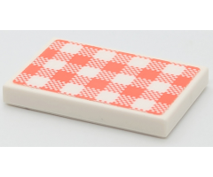Tile 2 x 3 with Coral Checkered Gingham Pattern (Sticker) - Set 41442