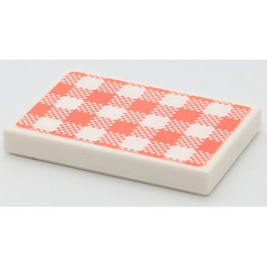 Tile 2 x 3 with Coral Checkered Gingham Pattern (Sticker) - Set 41442