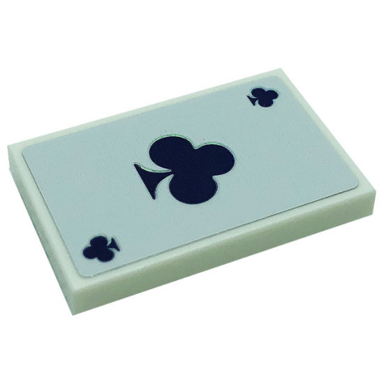 Tile 2 x 3 with Playing Card Ace of Clubs Pattern (Sticker) - Set 41685