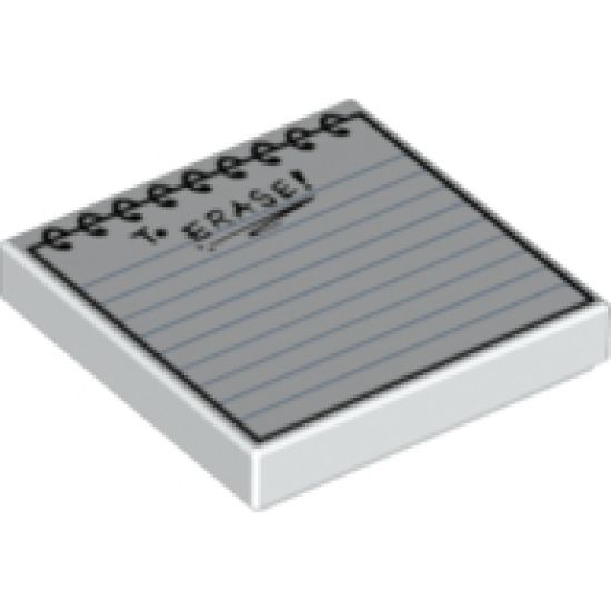 Tile 2 x 2 with Spiral Ruled Notepad with 'To ERASE!' Note Pattern