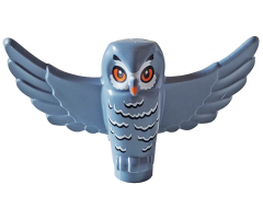 Owl, Spread Wings with Orange Beak and Eyes, Black and White Rippled Chest Feathers Pattern