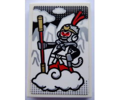 Tile 2 x 3 with Monkey King on White Cloud Pattern (Sticker) - Set 80012
