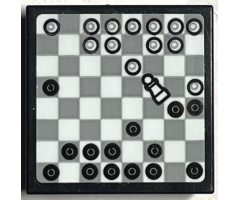 Tile, Modified 2 x 2 Inverted with Chess Board and Knocked over Chess Piece Pattern (Sticker) - Set 76399