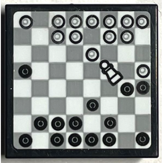 Tile, Modified 2 x 2 Inverted with Chess Board and Knocked over Chess Piece Pattern (Sticker) - Set 76399