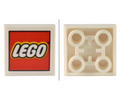 Tile, Modified 2 x 2 Inverted with LEGO Logo on White Background Pattern (Sticker) - Set 80036