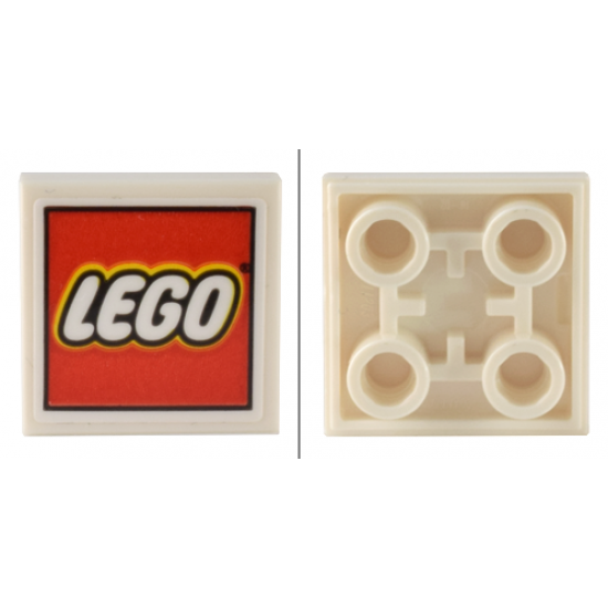 Tile, Modified 2 x 2 Inverted with LEGO Logo on White Background Pattern (Sticker) - Set 80036