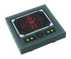Tile, Modified 2 x 2 Inverted with Red and Yellow Dots, Radar Screen and Minifigure Pattern (Sticker) - Set 76161