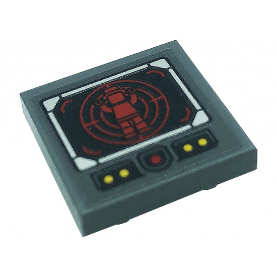 Tile, Modified 2 x 2 Inverted with Red and Yellow Dots, Radar Screen and Minifigure Pattern (Sticker) - Set 76161