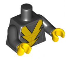 Torso Yellow Lightning 'V', Muscle Contour Lines Pattern / Black Arms / Yellow Hands