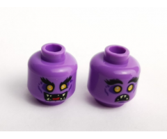 Minifigure, Head Dual Sided Alien with Cheek Lines, Raised Black Eyebrow, Teeth, Angry / Scared Pattern