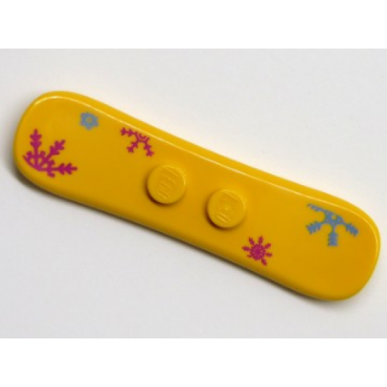Minifigure, Utensil Snowboard Small with Dark Azure and Magenta Snowflakes Pattern (BAM)