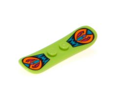 Minifigure, Utensil Snowboard Small with Black, Dark Turquoise, Orange and Magenta Decoration Pattern (BAM)