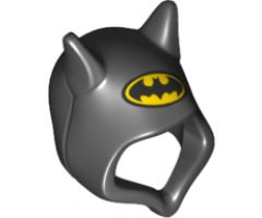 Minifigure, Headgear Hood with Bat Ears and Bat on Yellow Oval Pattern