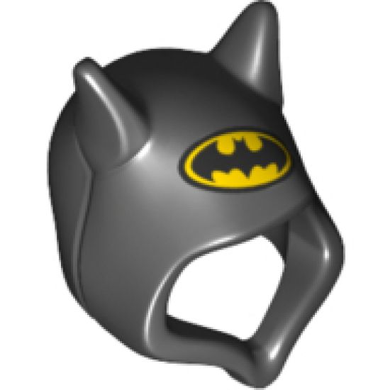 Minifigure, Headgear Hood with Bat Ears and Bat on Yellow Oval Pattern
