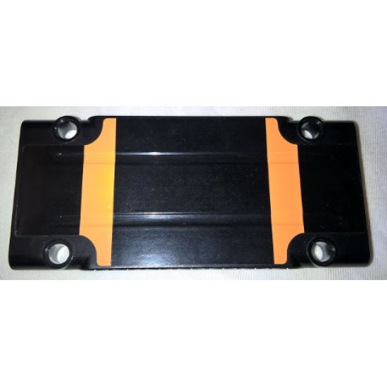 Technic, Panel Plate 5 x 11 x 1 with 2 Orange Stripes with Corner Cutouts Pattern (Sticker) - Set 9398
