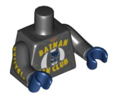 Torso Female with Yellow 'Batman Fan Club' Pattern / Black Arm Left with 2 Yellow Stripes Pattern / Black Arm Right with Yellow '#1 Batfan' Pattern / Dark Blue Hands