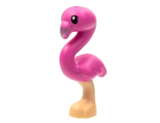 Bird, Flamingo Friends with Dark Pink Body, Black Eyes and Metallic Pink Beak Pattern