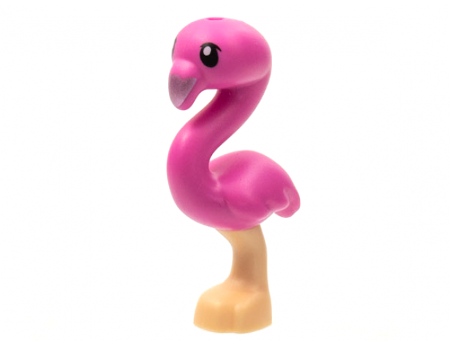 Bird, Flamingo Friends with Dark Pink Body, Black Eyes and Metallic Pink Beak Pattern