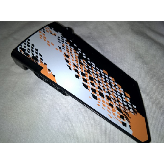 Technic, Panel Fairing #17 Large Smooth, Side A with White and Orange Rhombuses Pattern (Sticker) - Set 9398