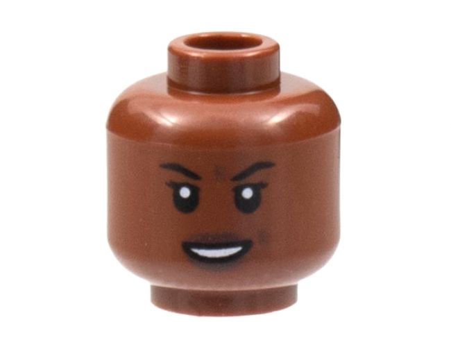 Minifigure, Head Female Black Eyebrows, Open Smile and White Teeth Pattern