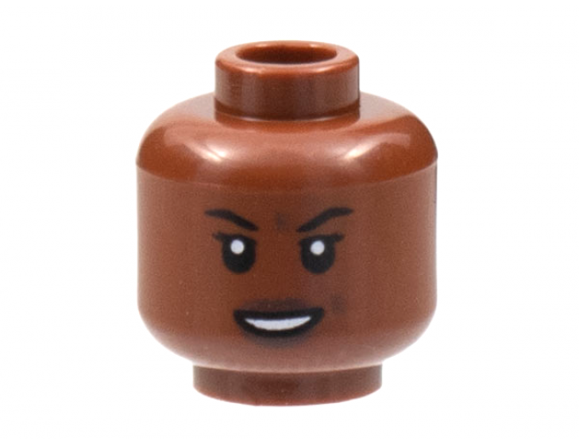 Minifigure, Head Female Black Eyebrows, Open Smile and White Teeth Pattern
