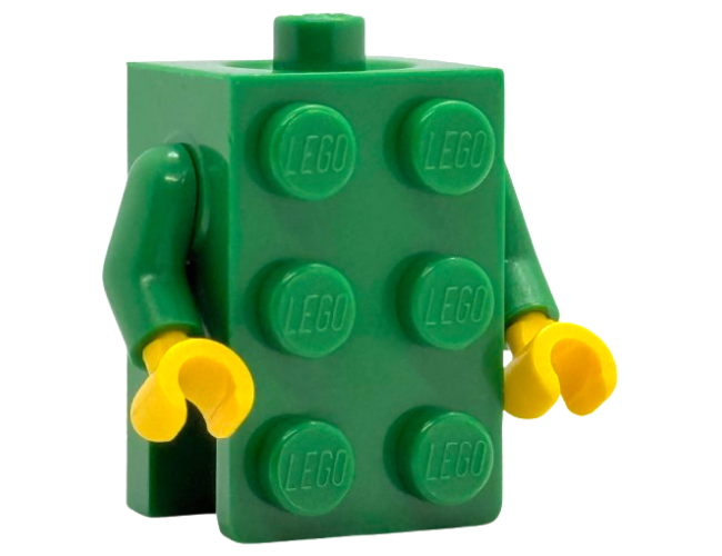 Torso, 2 x 3 Brick Costume / Green Arms / Yellow Hands (BAM)