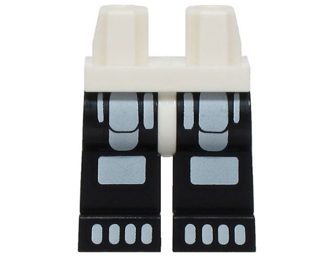 Hips and Black Legs with White Minifigure Skeleton Thighs, Knees and Toes Pattern (BAM)