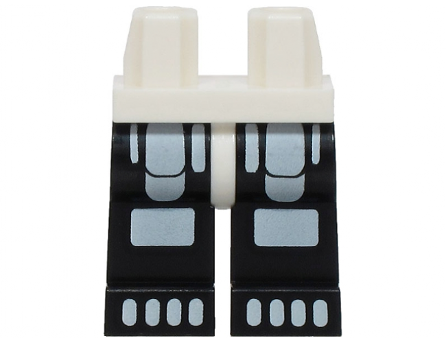 Hips and Black Legs with White Minifigure Skeleton Thighs, Knees and Toes Pattern (BAM)