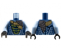 Torso Silver Left Shoulder Armor, Dark Tan Scarf, Yellow and Sand Blue Scales Pattern / Sand Blue Arms / Black Hands