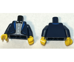 Torso Tuxedo Jacket with Blue Lapels and Pockets, White Shirt, Black Bow Tie Pattern (BAM) / Dark Blue Arms / Yellow Hands