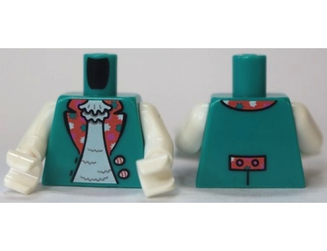 Torso Open Vest with Coral Lapels and 2 Buttons over White Shirt Pattern (BAM) / White Arms / White Hands
