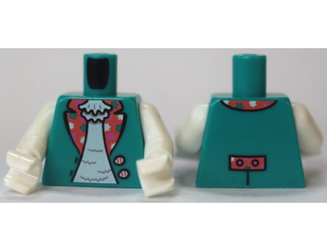 Torso Open Vest with Coral Lapels and 2 Buttons over White Shirt Pattern (BAM) / White Arms / White Hands