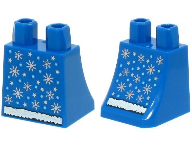 Lower Body, Skirt with Silver and Bright Light Blue Snowflakes and Stars and White Fur Trim Pattern (BAM)