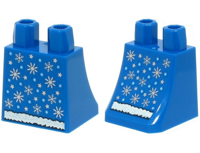 Lower Body, Skirt with Silver and Bright Light Blue Snowflakes and Stars and White Fur Trim Pattern (BAM)