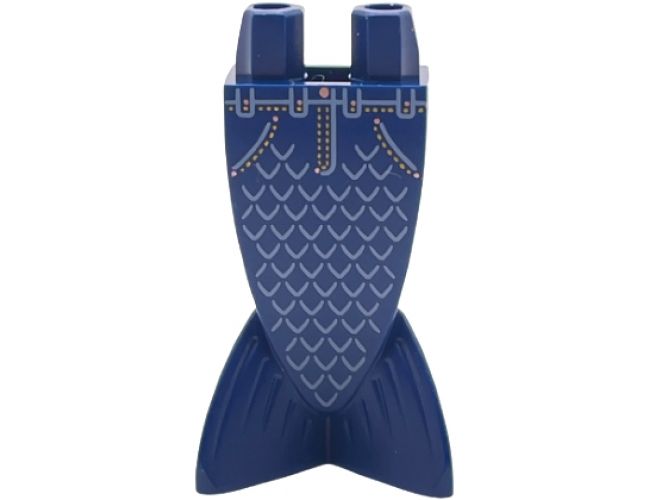 Tail, Mermaid / Merman Straight with Sand Blue Scales, Denim Pockets, Copper Buttons and Bright Light Orange Stitching Pattern (BAM)