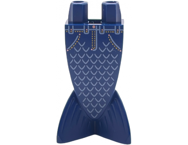Tail, Mermaid / Merman Straight with Sand Blue Scales, Denim Pockets, Copper Buttons and Bright Light Orange Stitching Pattern (BAM)