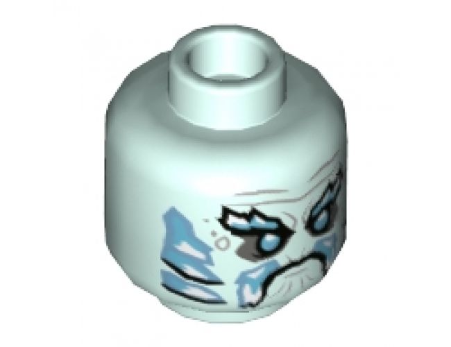 Minifigure, Head Medium Azure Ice Beard, Eyebrows and Gills Pattern