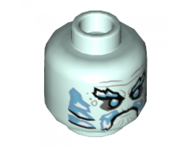 Minifigure, Head Medium Azure Ice Beard, Eyebrows and Gills Pattern