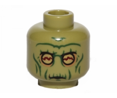 Minifigure, Head Alien with SW Neimoidian Warrior Green Wrinkles Pattern