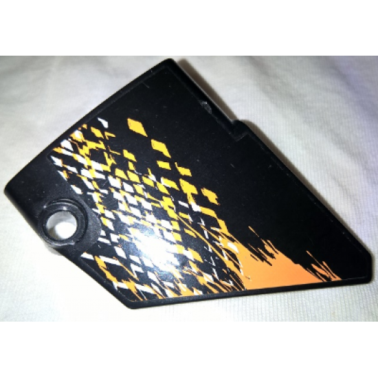 Technic, Panel Fairing #14 Large Short Smooth, Side B with White and Orange Rhombuses Pattern (Sticker) - Set 9398