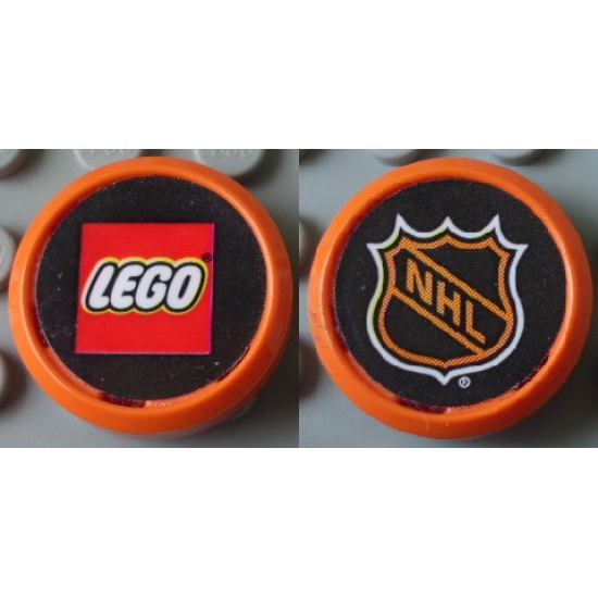 Wheel Hockey Puck, Small with Lego Logo and NHL Logo Pattern (Stickers) - Set 3579
