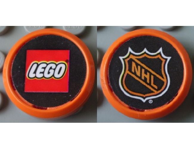 Wheel Hockey Puck, Small with Lego Logo and NHL Logo Pattern (Stickers) - Set 3579