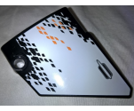 Technic, Panel Fairing #14 Large Short Smooth, Side B with Door Handle and Black and Orange Rhombuses Pattern (Sticker) - Set 9398
