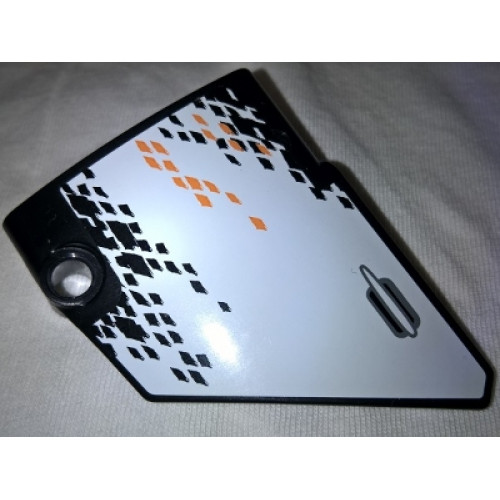 Technic, Panel Fairing #14 Large Short Smooth, Side B with Door Handle and Black and Orange Rhombuses Pattern (Sticker) - Set 9398