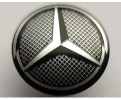 Minifigure, Shield Circular Convex Face with Silver Grille and Mercedes-Benz Logo Pattern