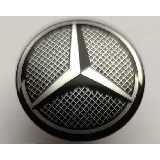 Minifigure, Shield Circular Convex Face with Silver Grille and Mercedes-Benz Logo Pattern